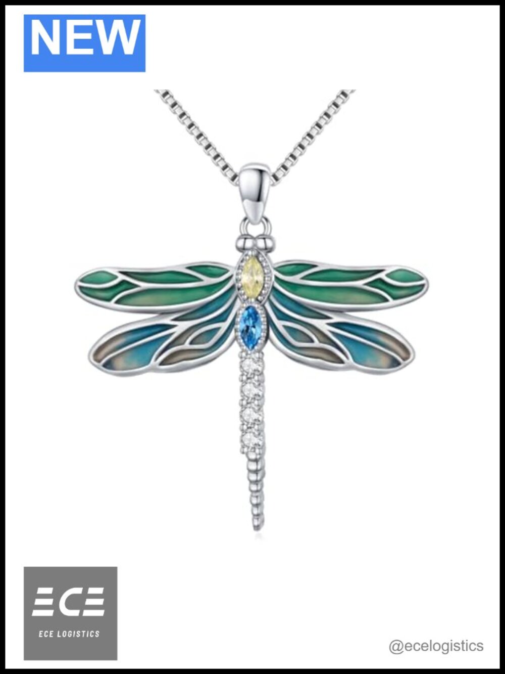Dainty 925 Sterling Silver Dragonfly Pendant Necklace 18+2 in Adjustable